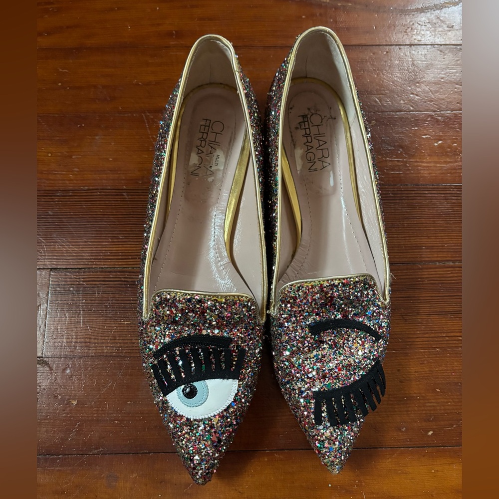 Chiara Ferragni Eye-Catching Glitter Loafers